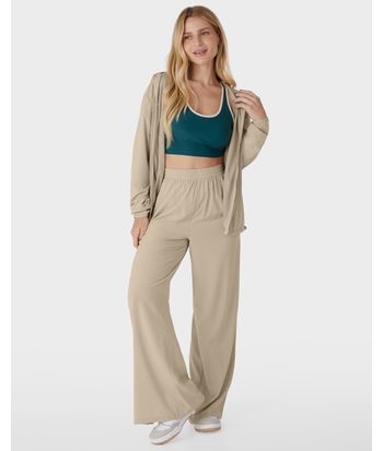 Calça Reta Feminina Abertura Lateral Por Botões Em Tafetá Com Elastano - ENFIM