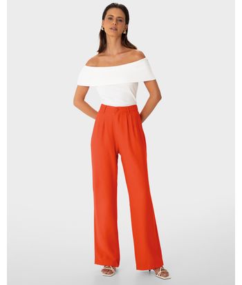 Calça Alfaiataria Feminina Bolso Lateral Em Viscose Sarjada - ENFIM