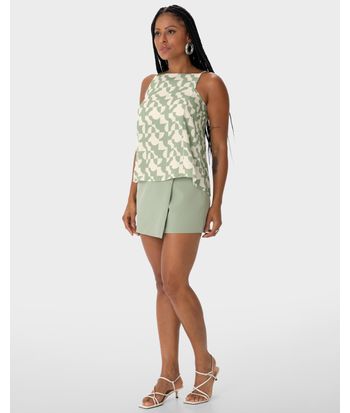 Blusa Ampla Feminina Estampa Geométrica Decote Reto Em Viscose - ENFIM