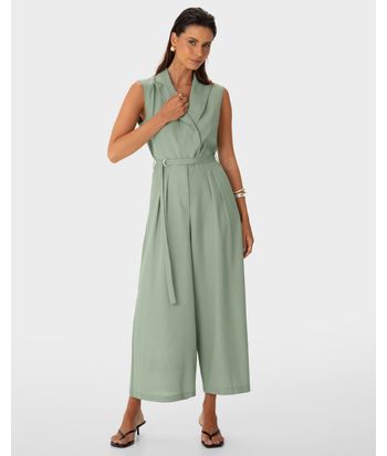 Macacão Feminino Wide Leg Alfaiataria Com Cinto - ENFIM