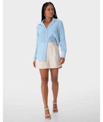 Camisa Tradicional Feminina Manga Longa Em Liocel - ENFIM
