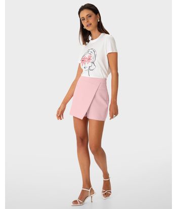 Shorts Saia Feminino Bolso Decorativo Em Tecido Alfaiataria - ENFIM