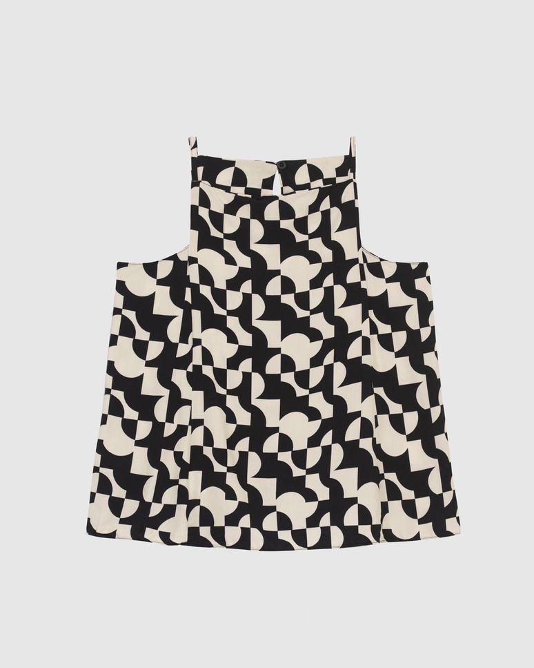 Blusa Ampla Feminina Estampa Geométrica Decote Reto Em Viscose - ENFIM