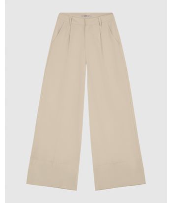 Calça Wide Leg Cropped Feminina Em Viscose Sarjada - ENFIM