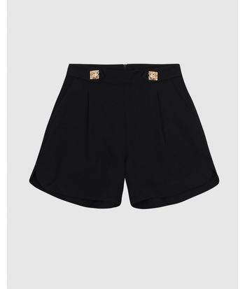 Shorts Feminino Evasê Botão Decorativo Em Bengaline - ENFIM