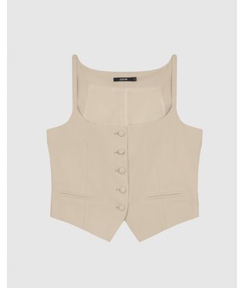 Blusa Colete Feminina Abotoamento Frontal Em Viscose Sarjada - ENFIM