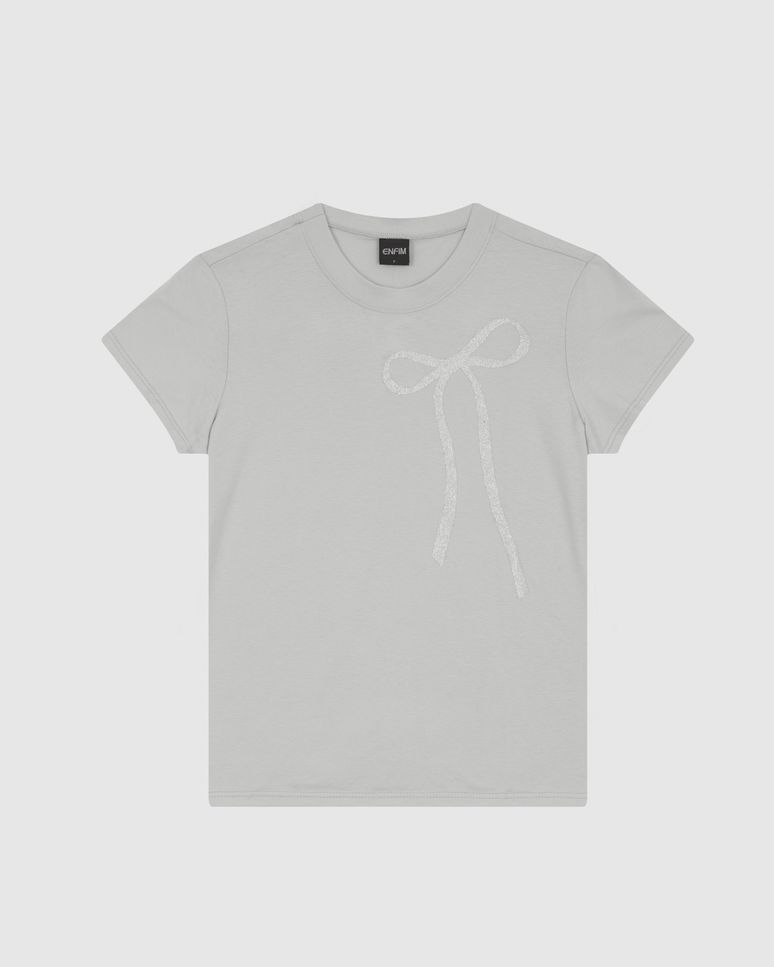 T-Shirt Feminina Slim Estampa Laço Foil Em Algodão - ENFIM