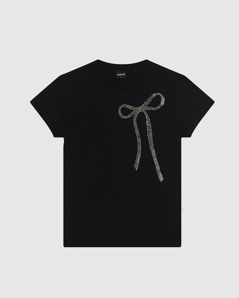 T-Shirt Feminina Slim Estampa Laço Foil Em Algodão - ENFIM