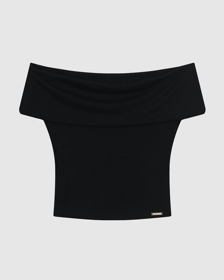 Blusa Justa Feminina Decote Ombro A Ombro Em Malha Viscose Canelada - ENFIM