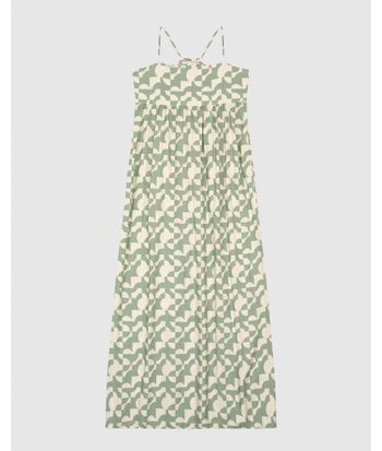 Vestido Longo Feminino Estampa Geométrica Decote Reto Em Viscose - ENFIM