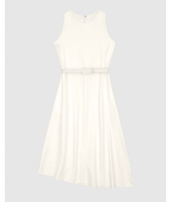 Vestido Midi Feminino Com Cinto E Barra Assimétrica Em Crepe De Viscose - ENFIM