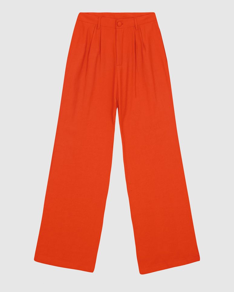 Calça Alfaiataria Feminina Bolso Lateral Em Viscose Sarjada - ENFIM