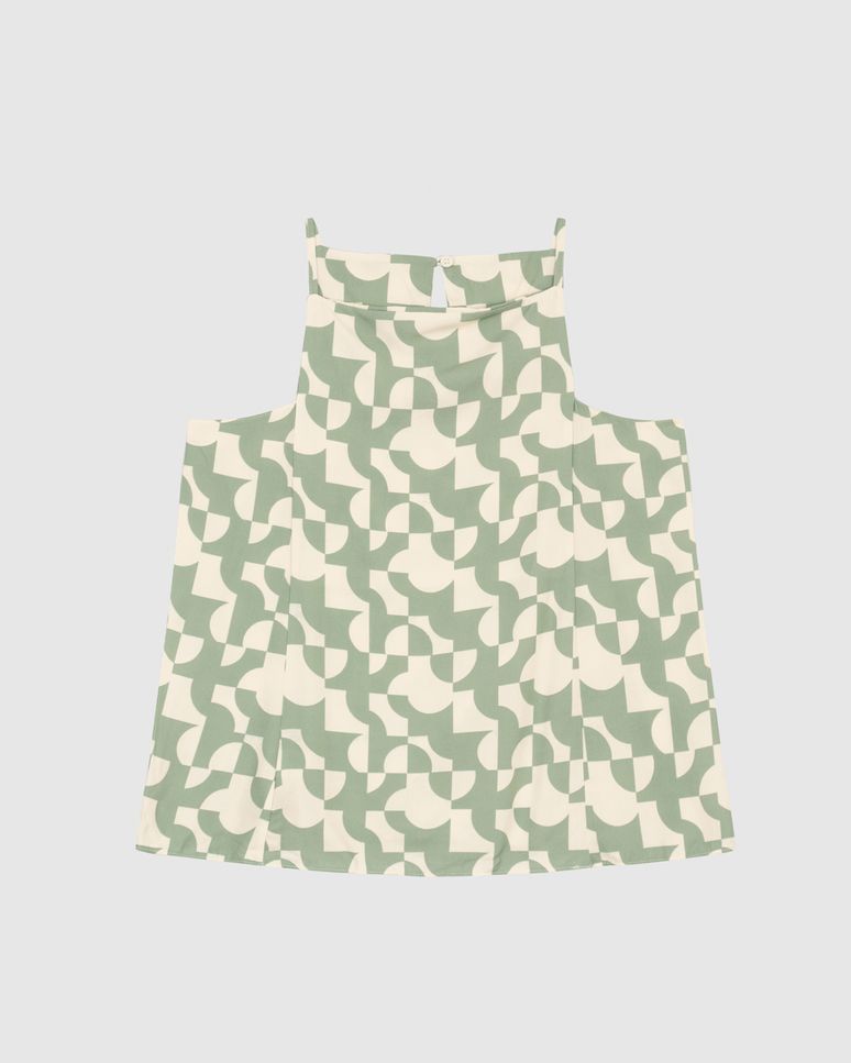 Blusa Ampla Feminina Estampa Geométrica Decote Reto Em Viscose - ENFIM