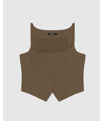 Blusa Colete Feminina Abotoamento Frontal Em Viscose Sarjada - ENFIM