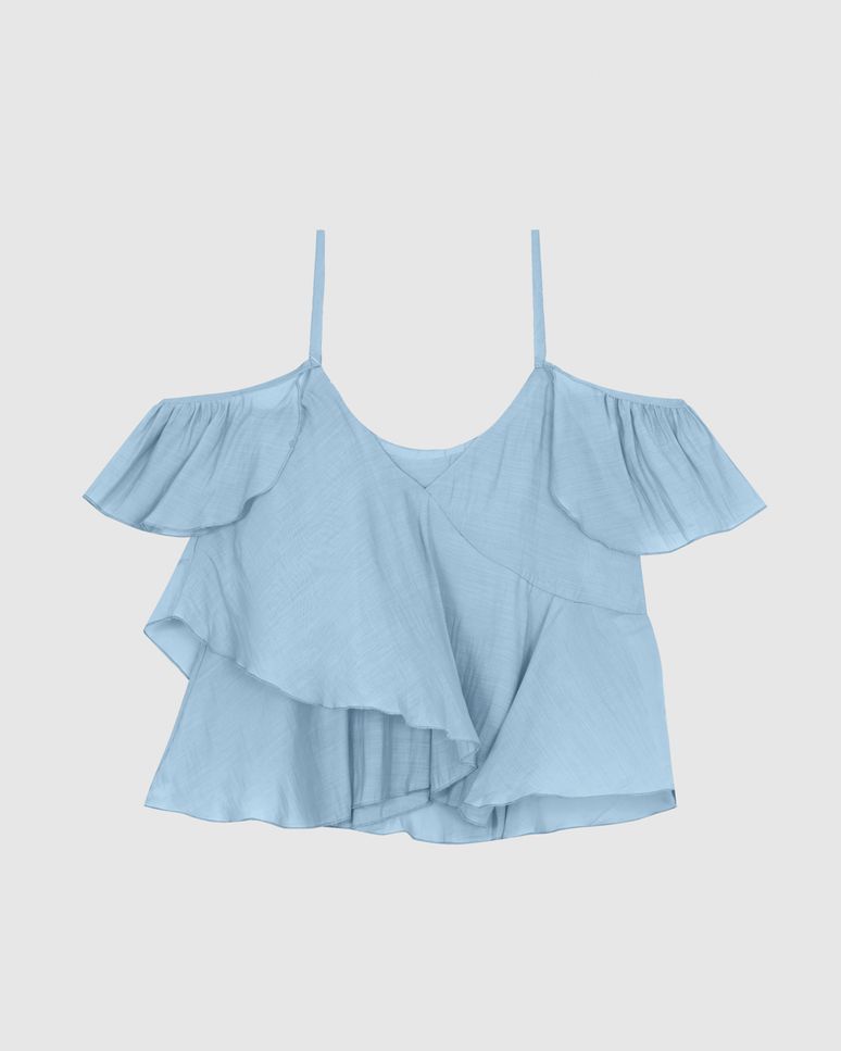 Regata Feminina Babados Alça Fina Em Liocel - ENFIM