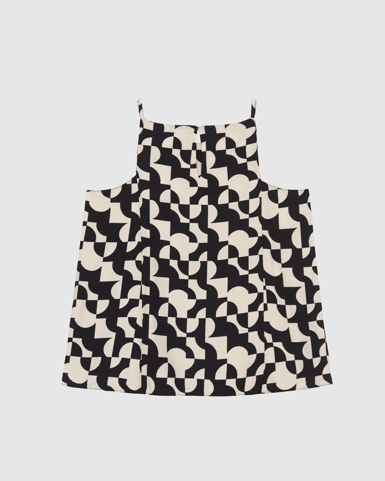 Blusa Ampla Feminina Estampa Geométrica Decote Reto Em Viscose - ENFIM