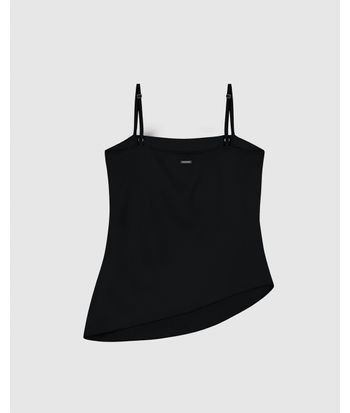Regata Feminina Decote Reto Barra Assimétrica Em Crepe De Viscose - ENFIM