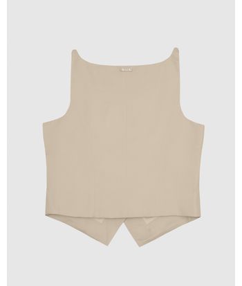 Blusa Colete Feminina Abotoamento Frontal Em Viscose Sarjada - ENFIM