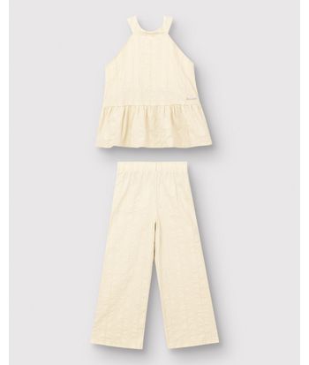 Conjunto Longo Menina Regata E Calça Em Viscolinho Texturizado - Carinhoso