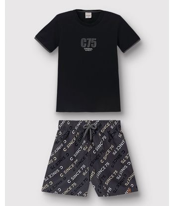 Conjunto Menino Camiseta C75 Original Sunsets E Bermuda - Carinhoso