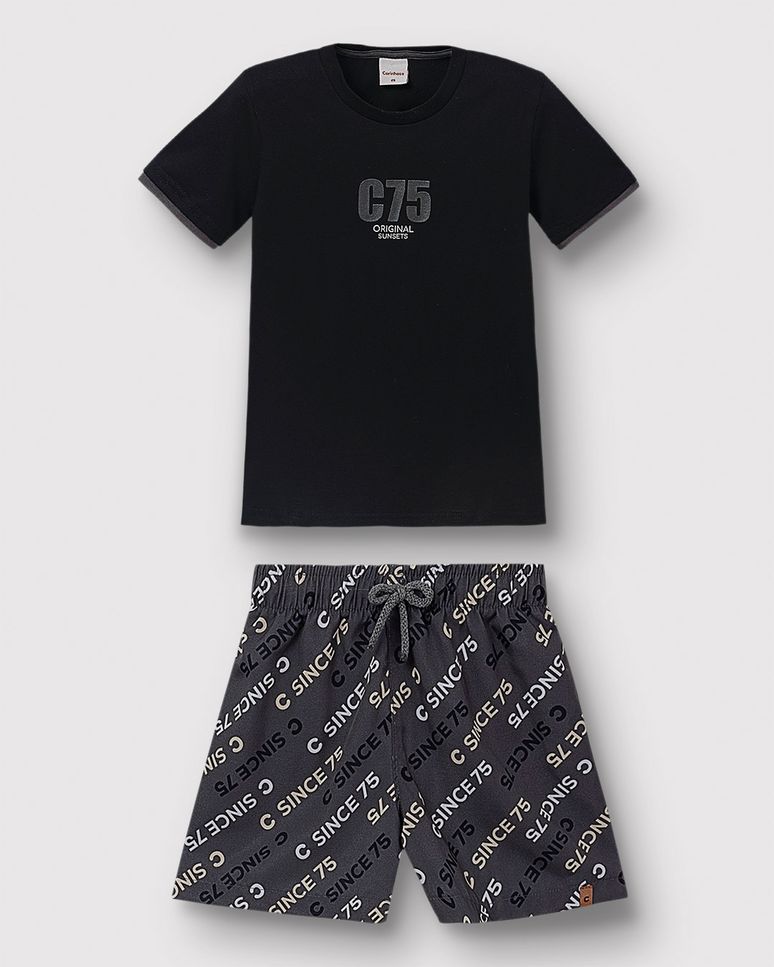 Conjunto Menino Camiseta C75 Original Sunsets E Bermuda - Carinhoso