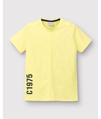Camiseta Menino Recorte Frontal Estampa HD Em Flamê Algodão - Carinhoso
