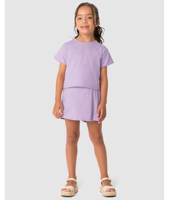 Conjunto Menina Blusa Strass E Shorts Saia Glitter Em Algodão - Carinhoso