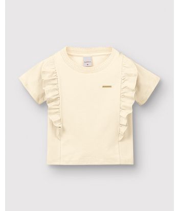 Blusa Menina Recorte Frontal Com Babado Em Algodão - Carinhoso