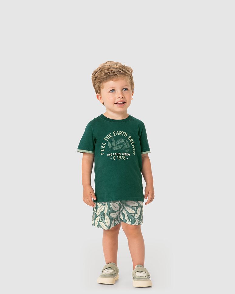 Conjunto Menino Camiseta Feel The Earth Breath - Carinhoso