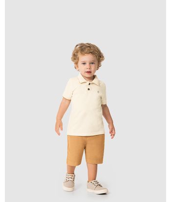 Conjunto Menino Camisa Polo E Bermuda Em Moletom Sarjado - Carinhoso