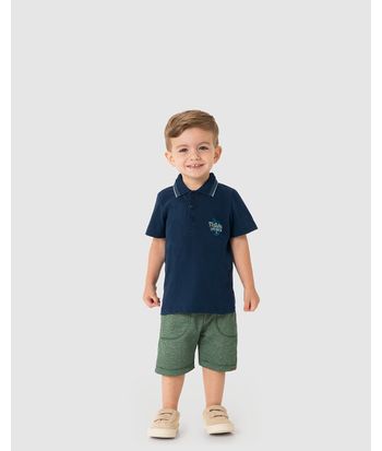 Conjunto Menino Bermuda Cadarço Funcional Em Moletom Piquet - Carinhoso