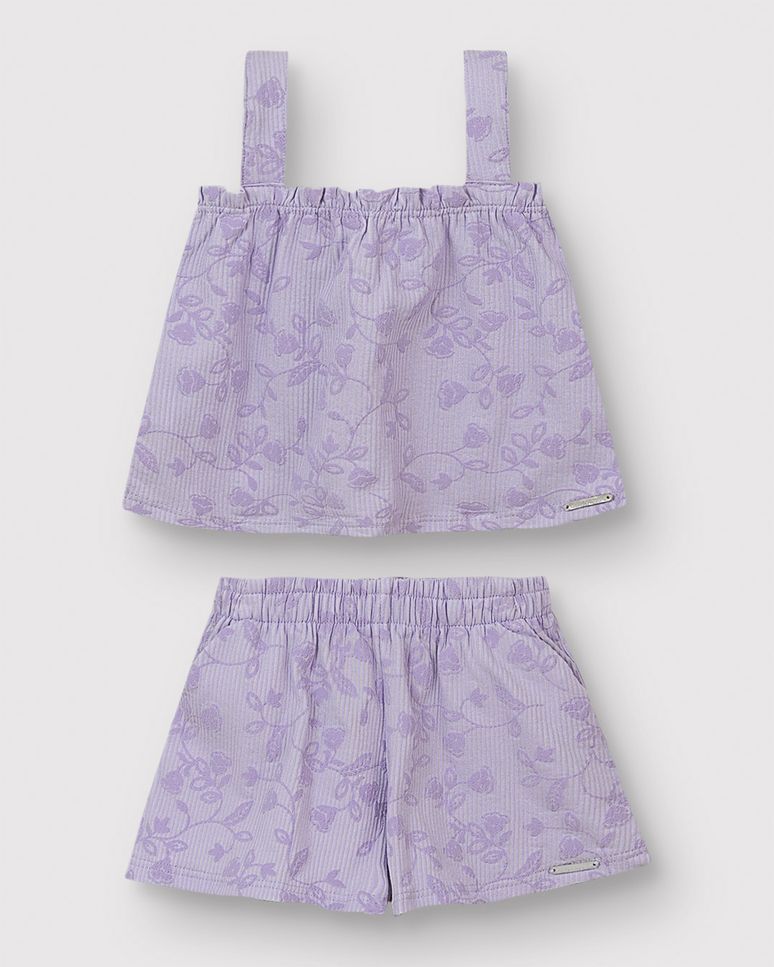 Conjunto Menina Estampa Puff Alto Relevo Em Malha Canelada - Carinhoso