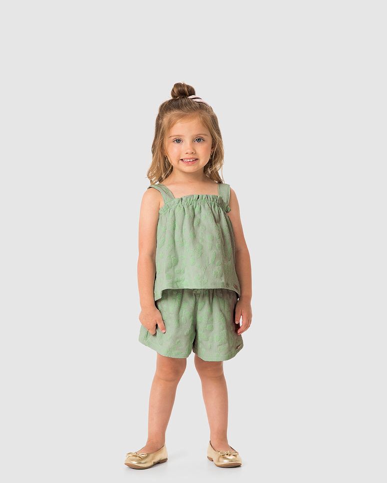 Conjunto Menina Estampa Puff Alto Relevo Em Malha Canelada - Carinhoso