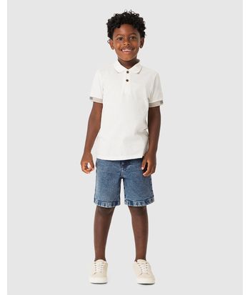 Bermuda Menino Comfort Com Cinto Em Jeans Com Elastano - Carinhoso