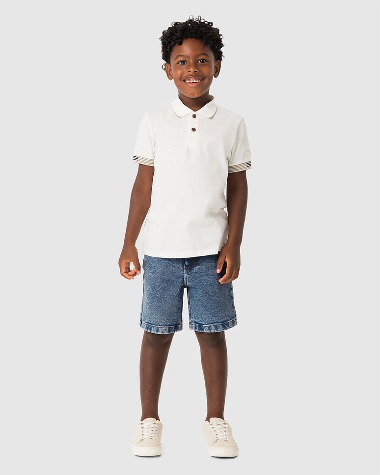 Bermuda Menino Comfort Com Cinto Em Jeans Com Elastano - Carinhoso