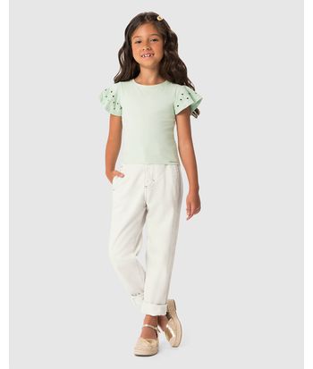 Calça Menina Slouchy Em Jeans Com Elastano - Carinhoso