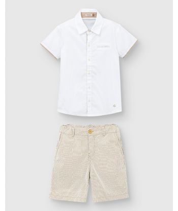 Conjunto Menino Camisa Tradicional E Bermuda Em Algodão - Carinhoso