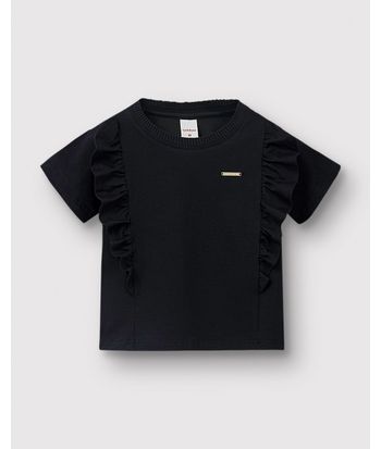 Blusa Menina Recorte Frontal Com Babado Em Algodão - Carinhoso