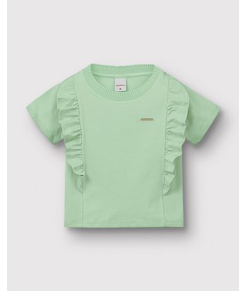 Blusa Menina Recorte Frontal Com Babado Em Algodão - Carinhoso
