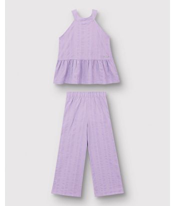 Conjunto Longo Menina Regata E Calça Em Viscolinho Texturizado - Carinhoso
