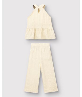 Conjunto Longo Menina Regata E Calça Em Viscolinho Texturizado - Carinhoso