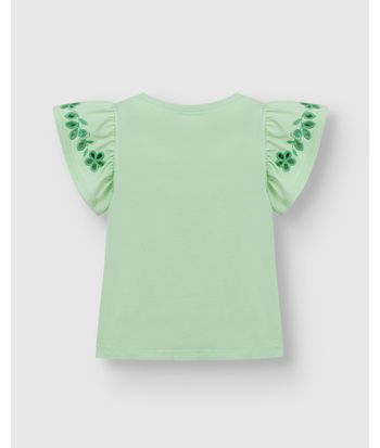 Blusa Menina Bordado Na Manga Em Algodão - Carinhoso