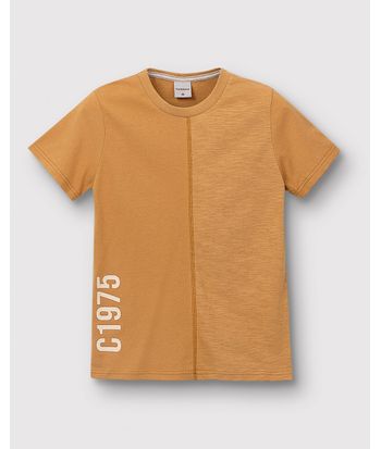 Camiseta Menino Recorte Frontal Estampa HD Em Flamê Algodão - Carinhoso