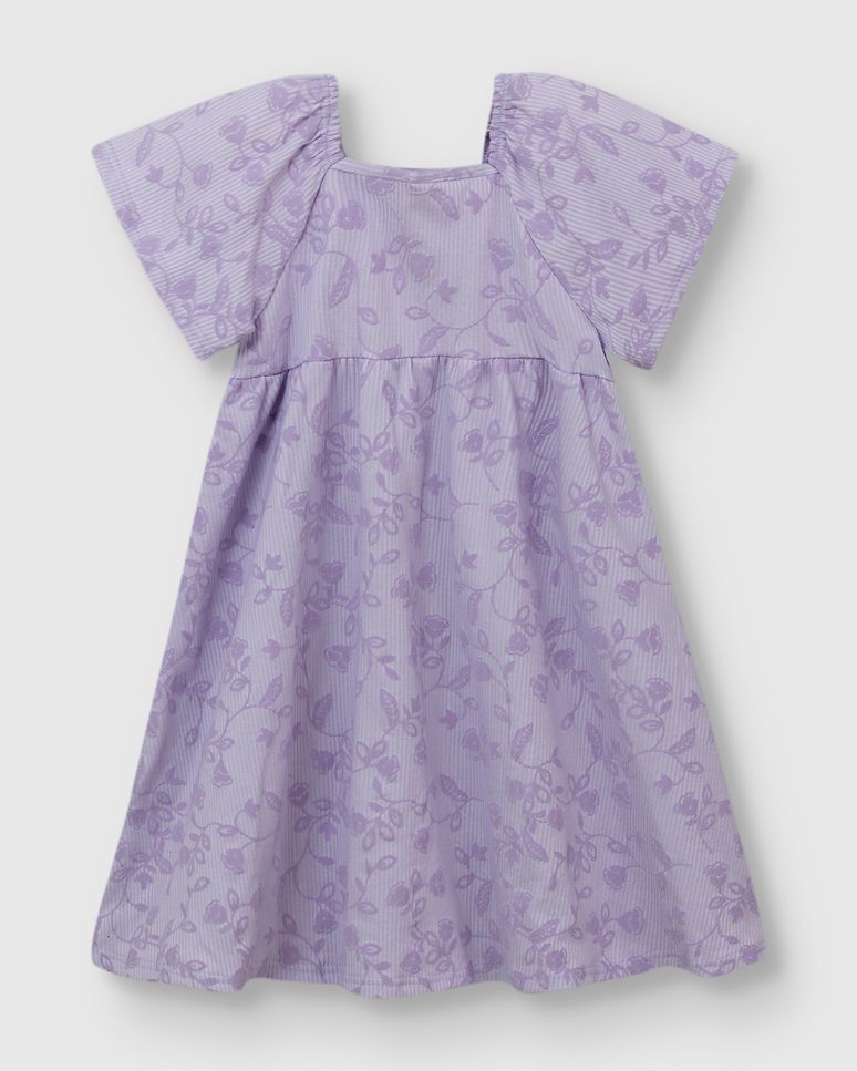 Vestido Menina Estampa Puff Alto Relevo Em Malha Canelada - Carinhoso