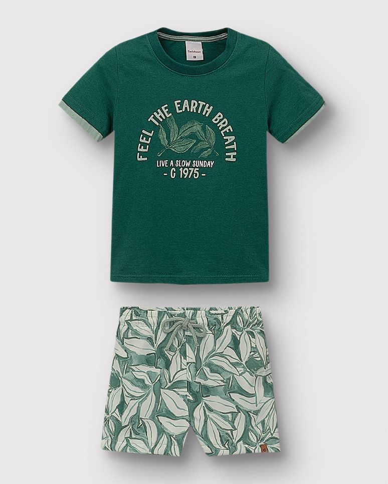 Conjunto Menino Camiseta Feel The Earth Breath - Carinhoso
