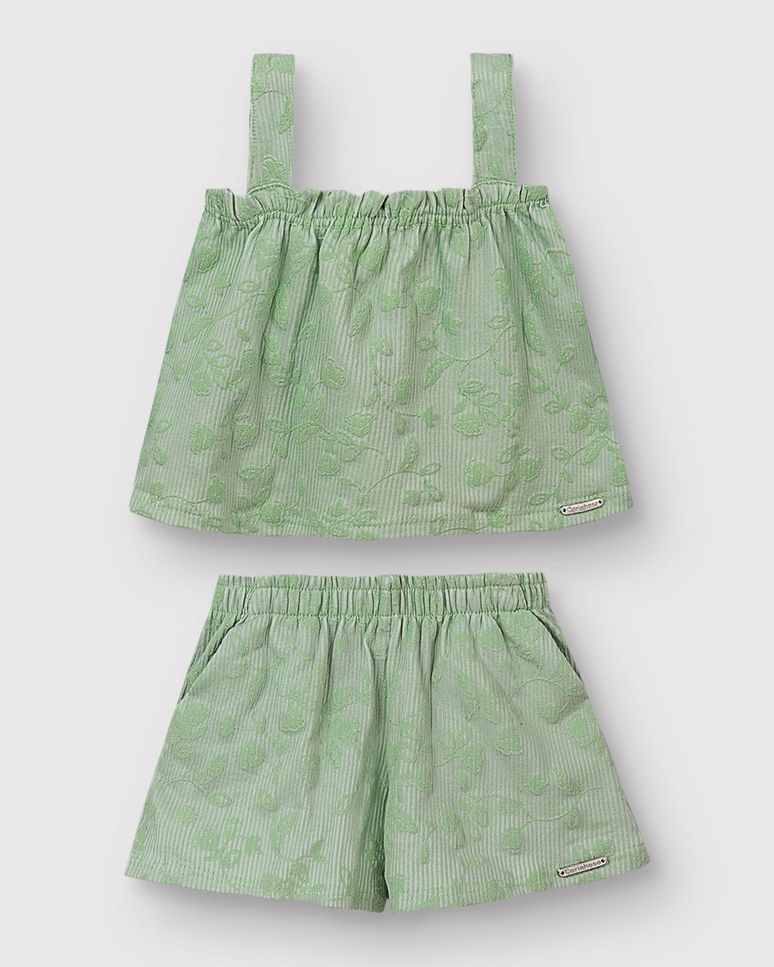 Conjunto Menina Estampa Puff Alto Relevo Em Malha Canelada - Carinhoso