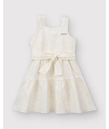 Vestido Menina Rodado Faixa Amarração Em Bengaline - Carinhoso