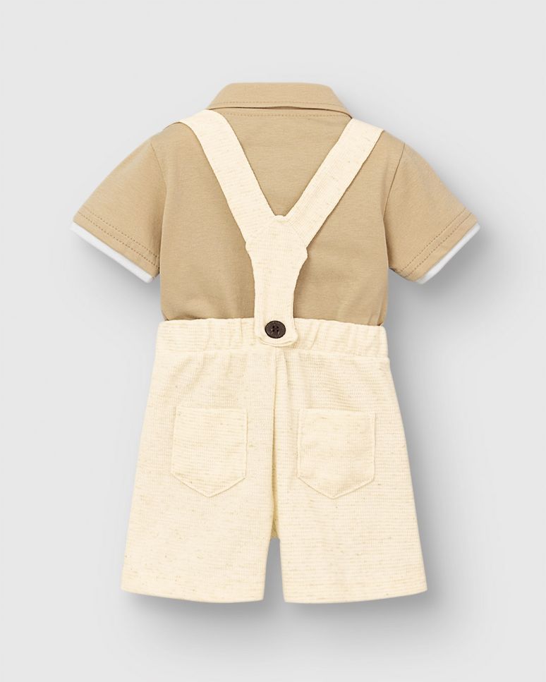 Conjunto Bebê Menino Camisa Polo E Bermuda Com Suspensório - Carinhoso