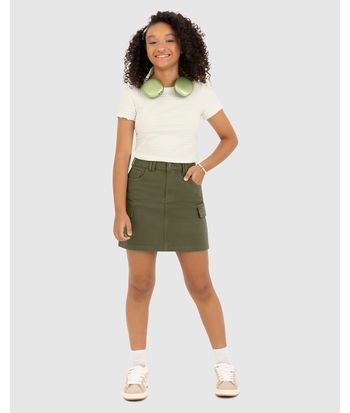 Saia Menina Cargo Em Sarja Com Elastano Malwee Kids