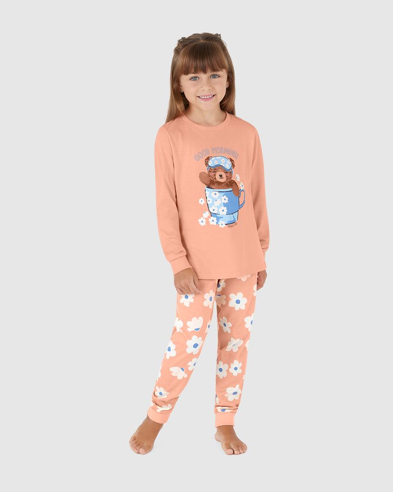 Pijama Longo Infantil Menina Good Morning! Em Algodão Malwee Kids